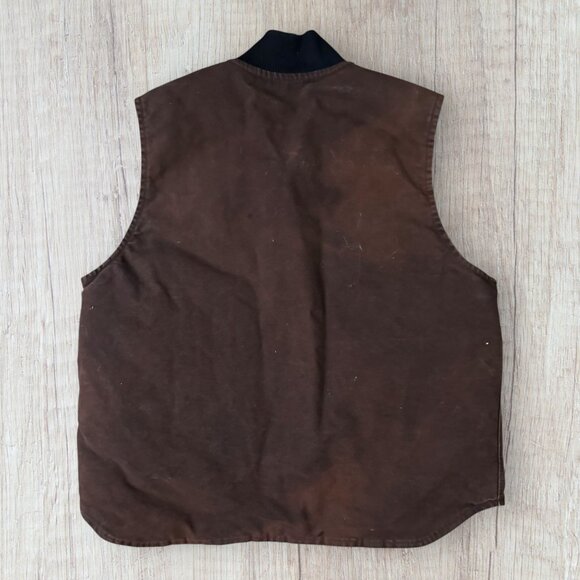 Carhartt V02 DKB Brown Duck Quilted Lined Work Vest Men’s XL Regular - Picture 2 of 6